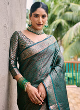 Rama Colour Saree Looking Eminent